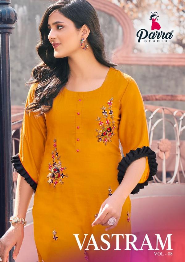 Vastram Vol 8 Rayon Slub Designer Khatli Work Kurti Collection